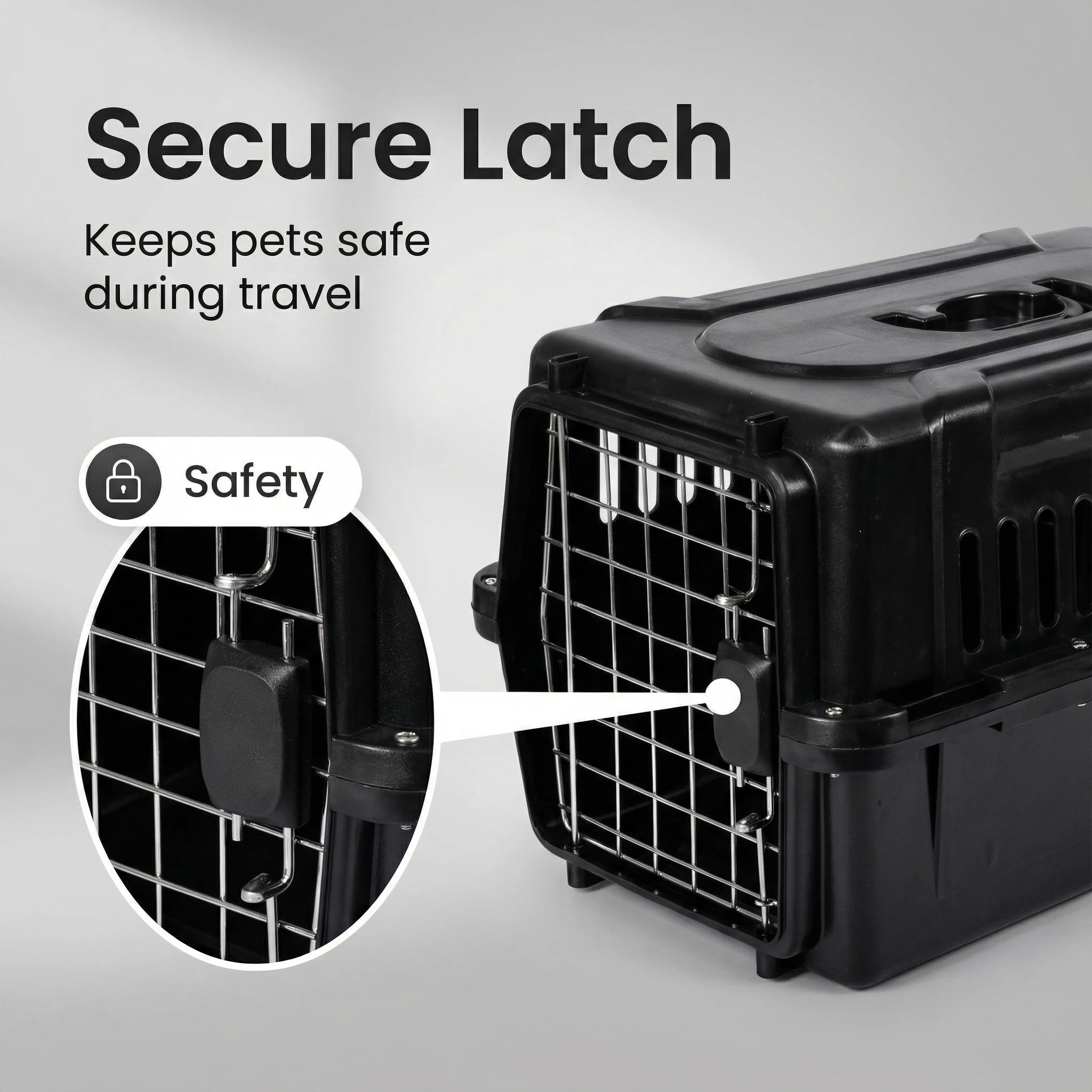 硬塑料宠物运输笼 – 犬猫安全旅行笼