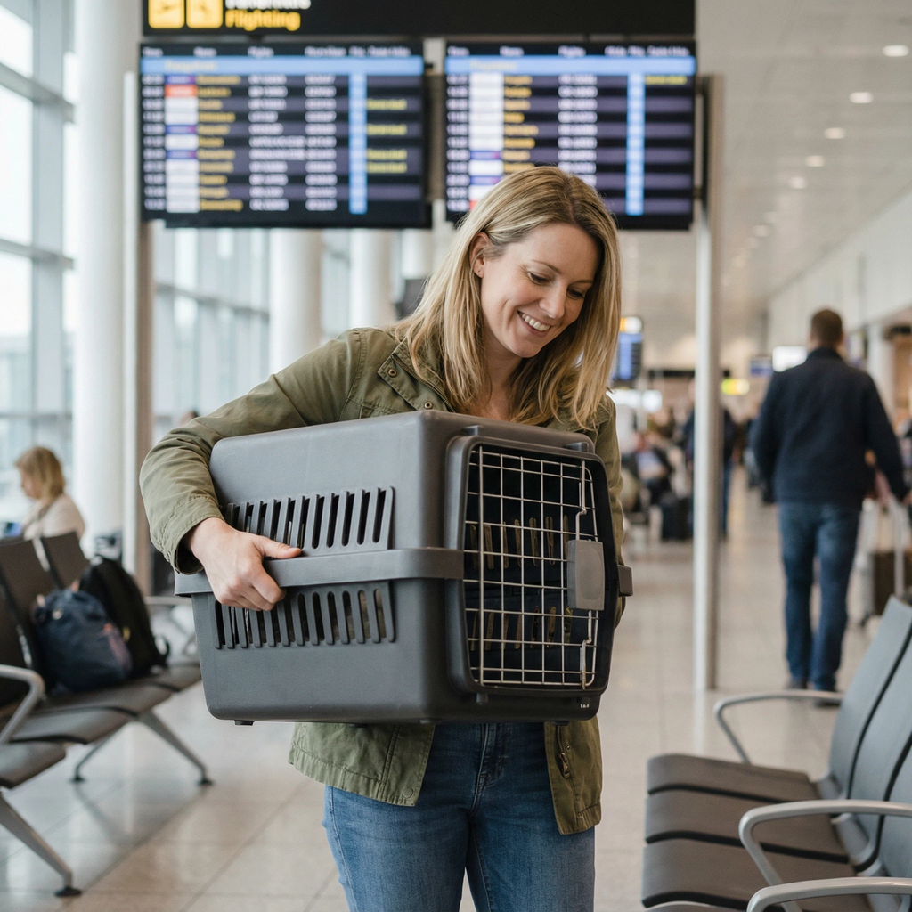 Transporter dla zwierząt z twardego plastiku z metalowymi drzwiami – bezpieczna klatka podróżna dla psów i kotów