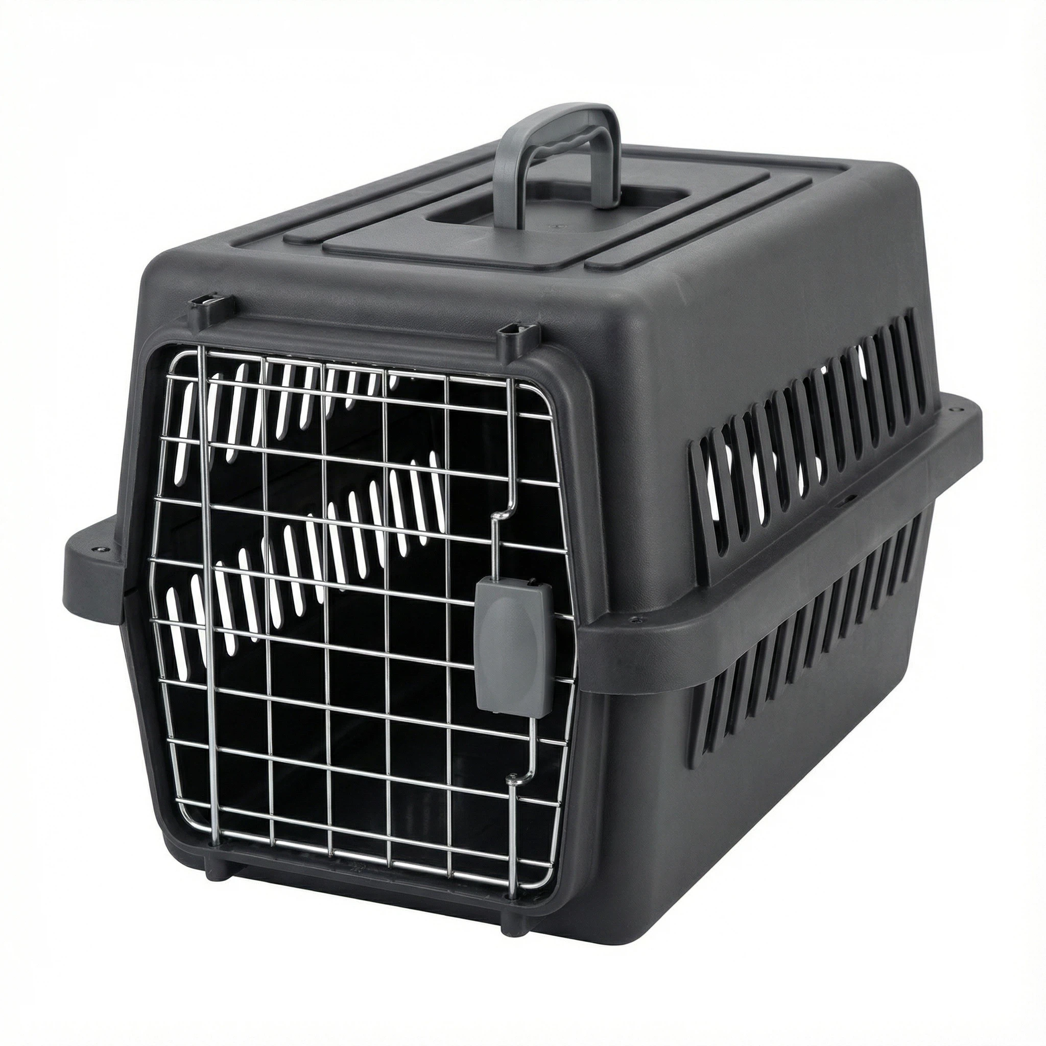 硬塑料宠物笼，带金属门 – 适用于猫狗的安全旅行笼