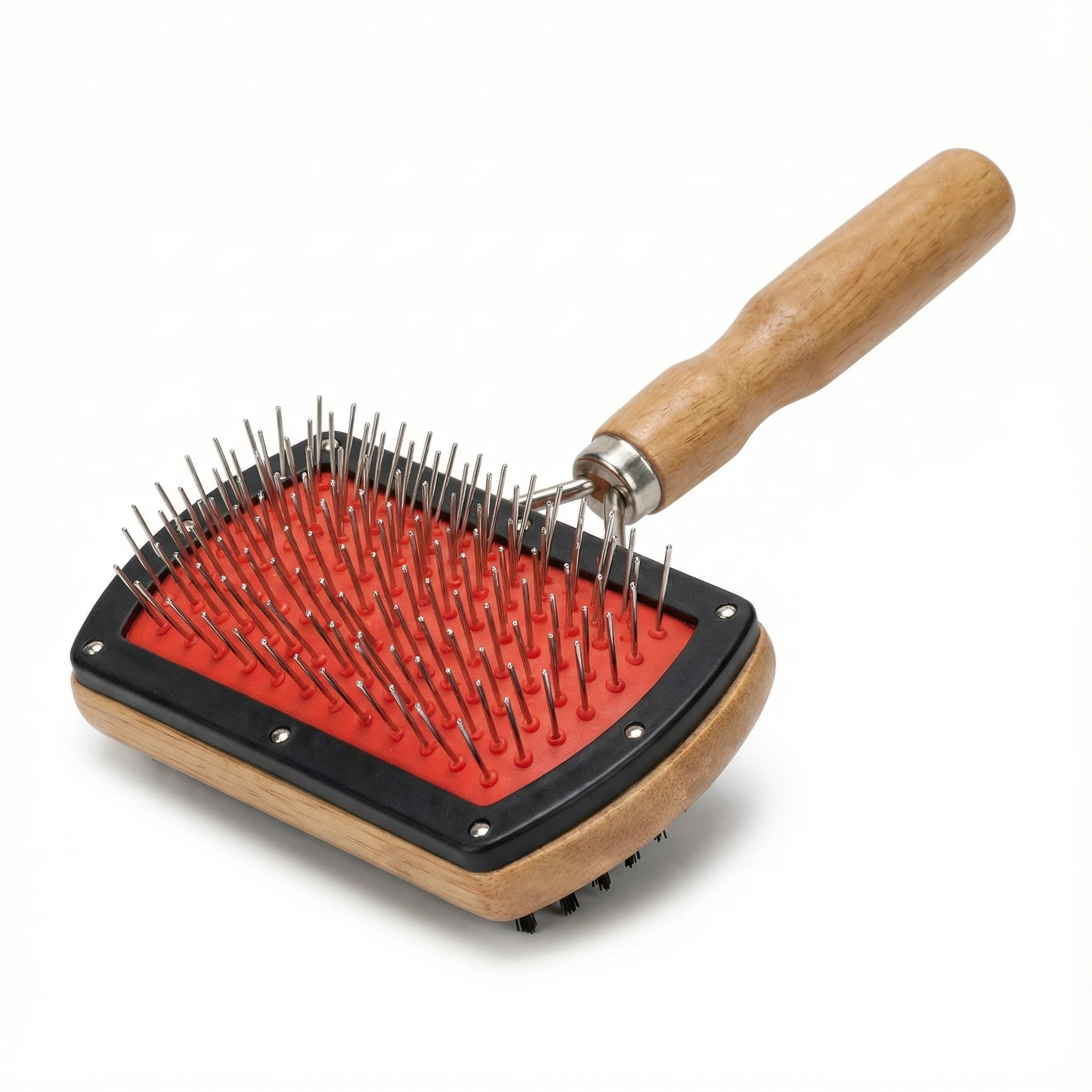 双面宠物梳毛刷 – 木柄梳子，适用于猫狗