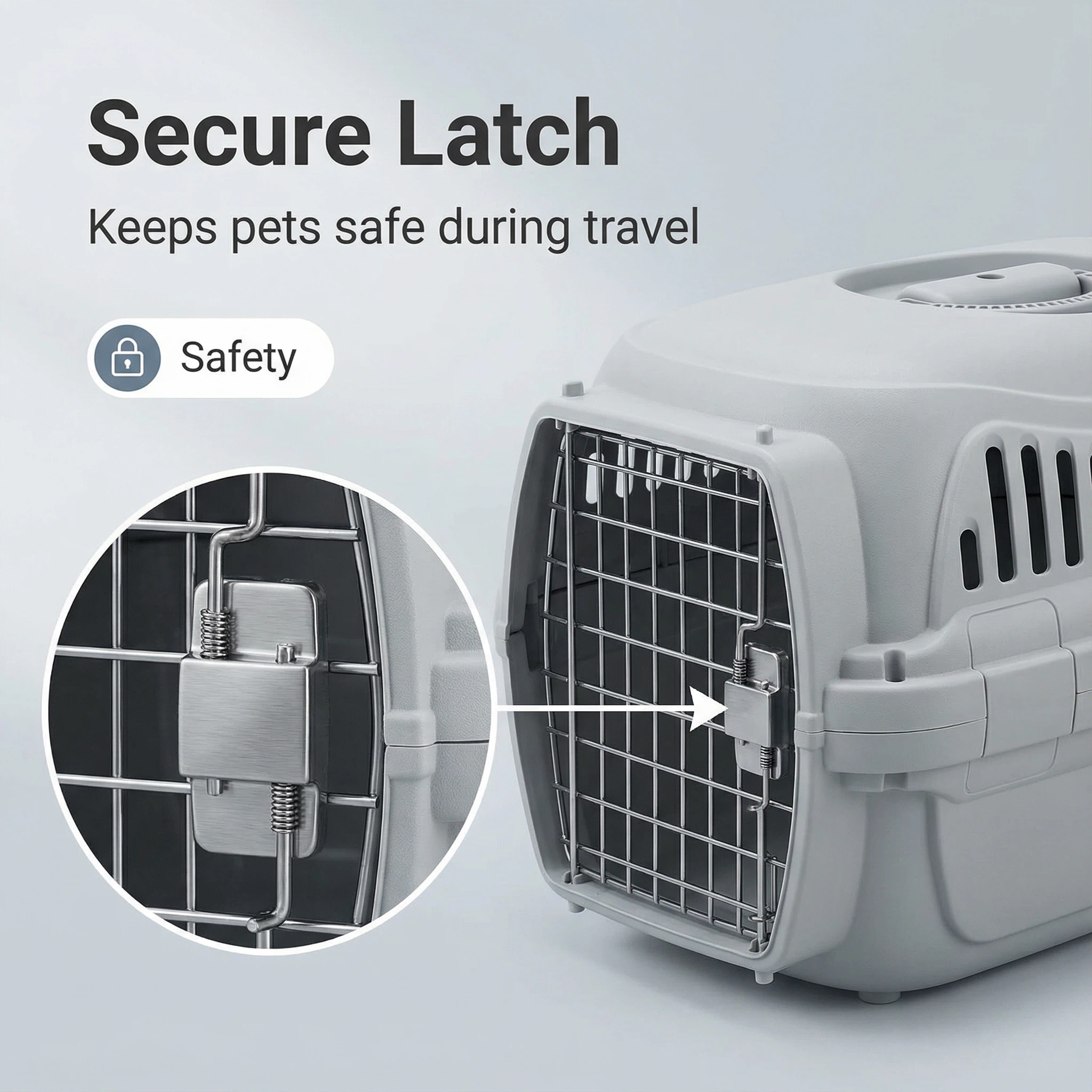 小型硬塑料宠物笼，带金属门 – 轻便旅行笼，适用于猫狗