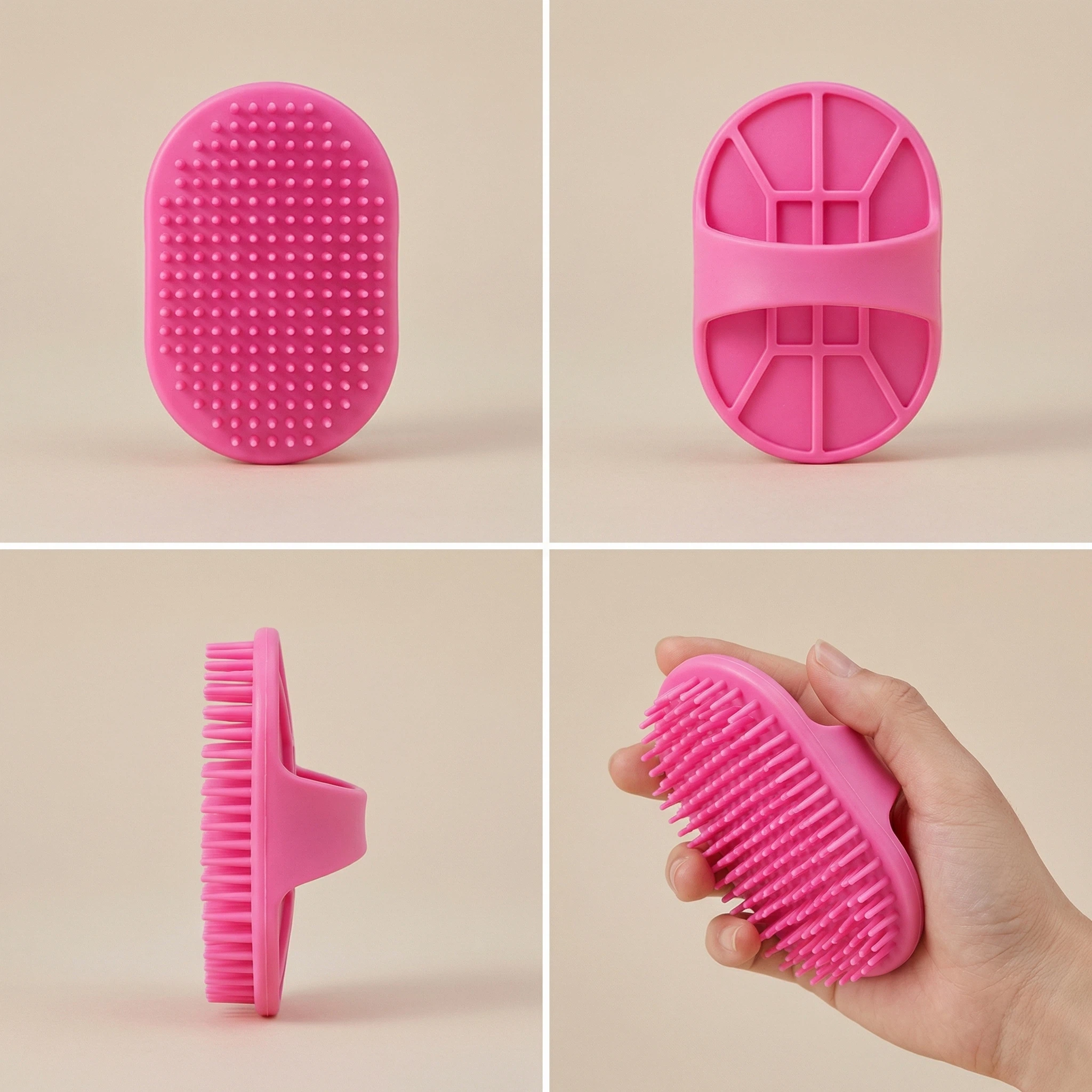 Pet Bath Brush – Silicone Grooming & Massage Brush-9 × 8 × 5.5 cm
