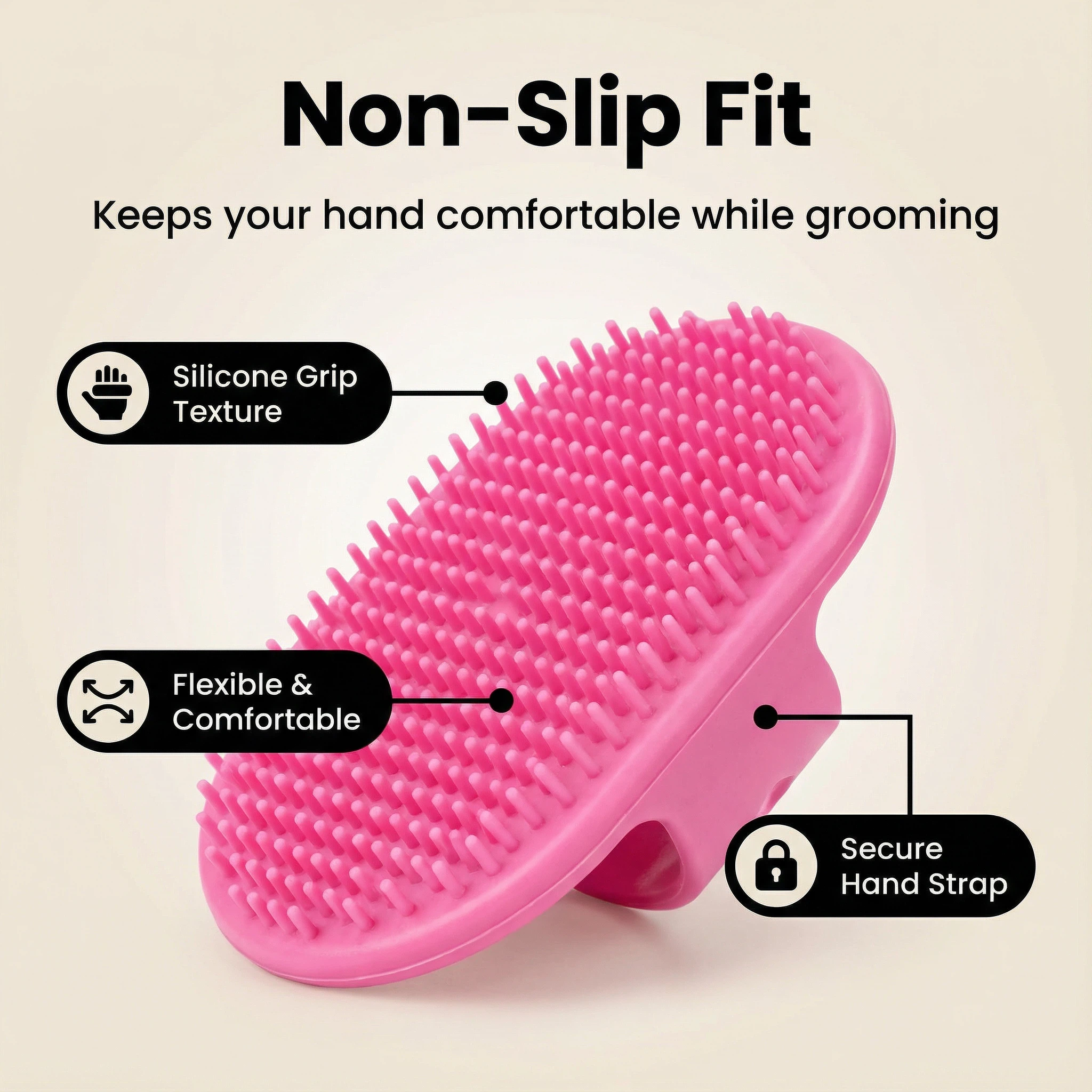 Pet Bath Brush – Silicone Grooming & Massage Brush-9 × 8 × 5.5 cm