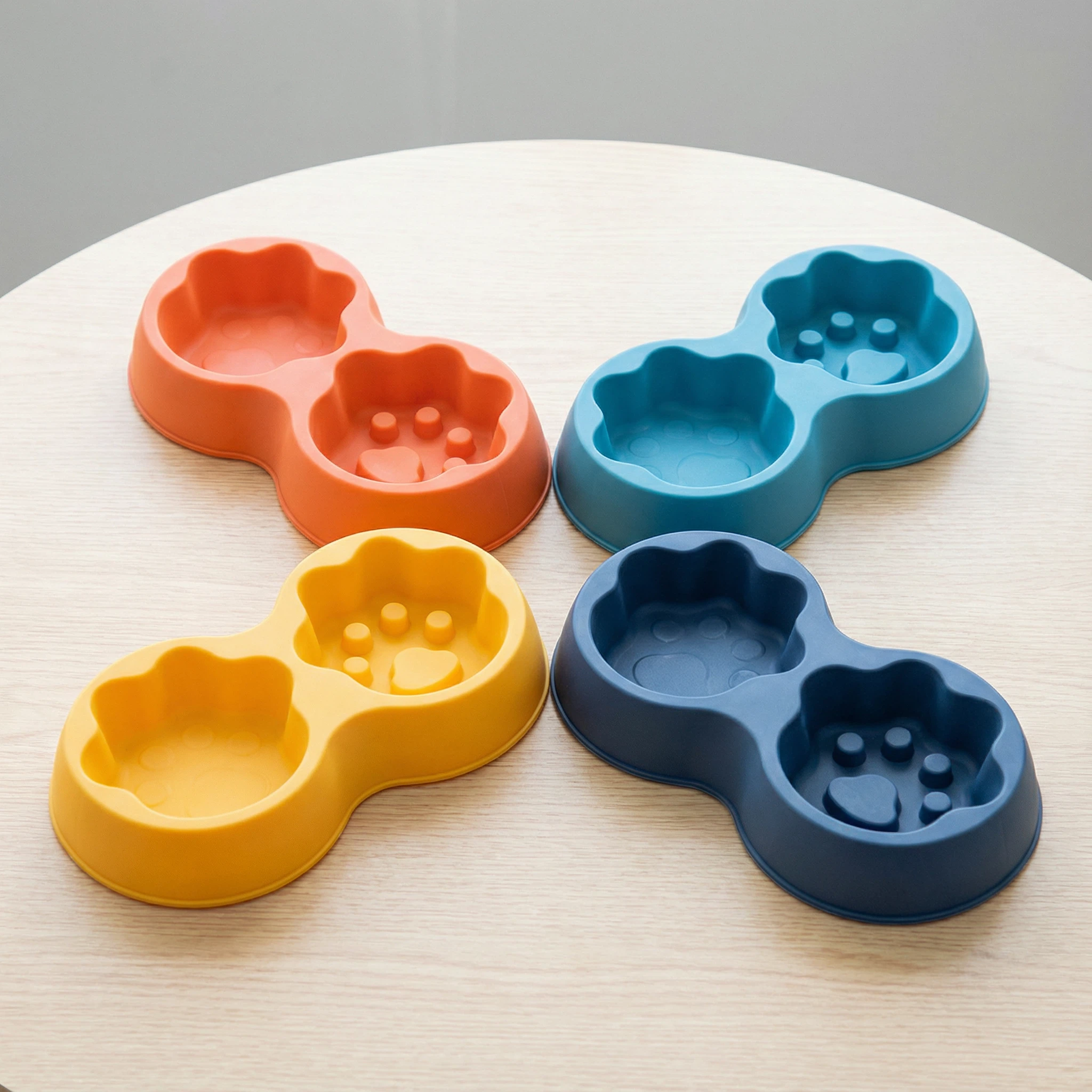 Paw Print Double Pet Food Bowl – 31×17 cm