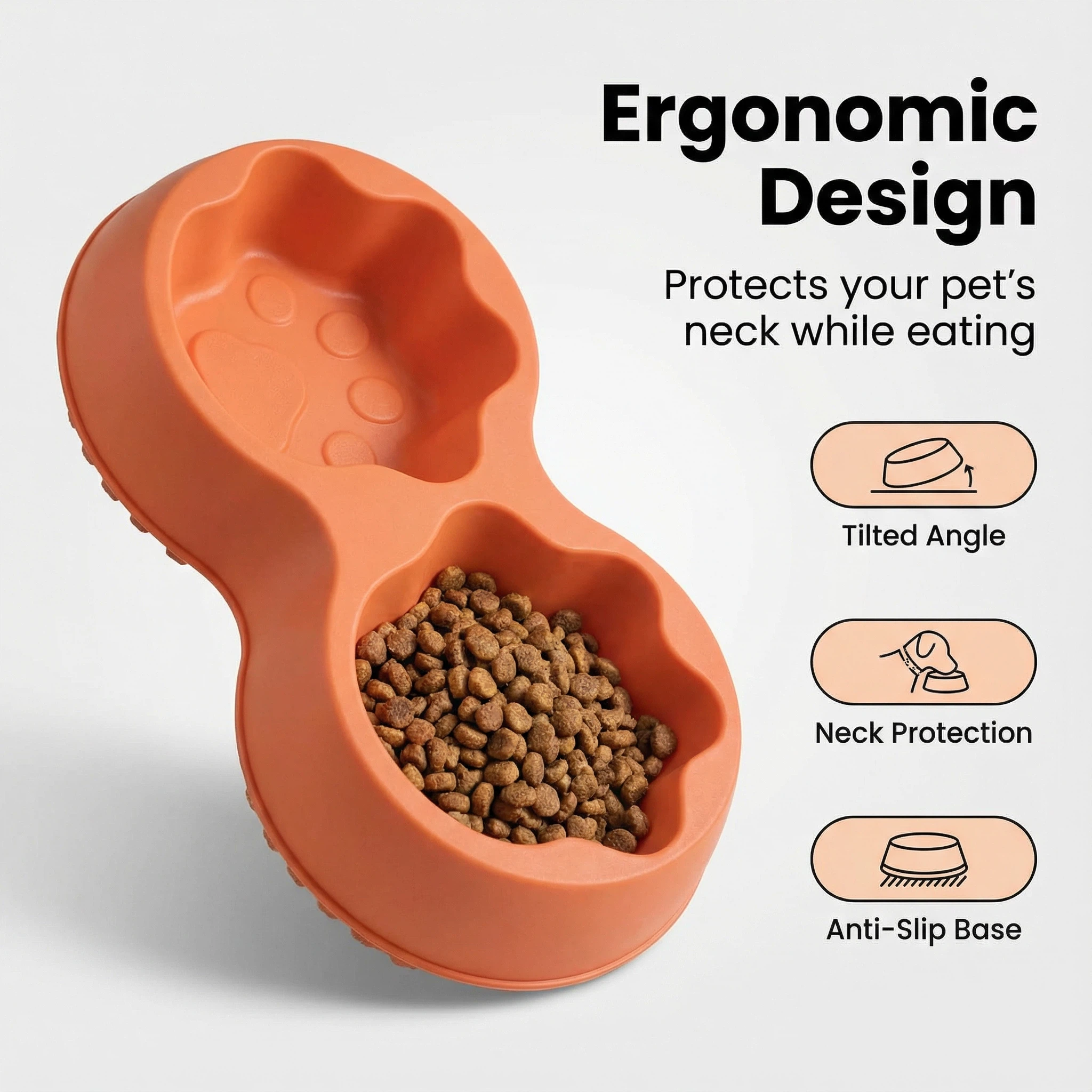 Paw Print Double Pet Food Bowl – 31×17 cm
