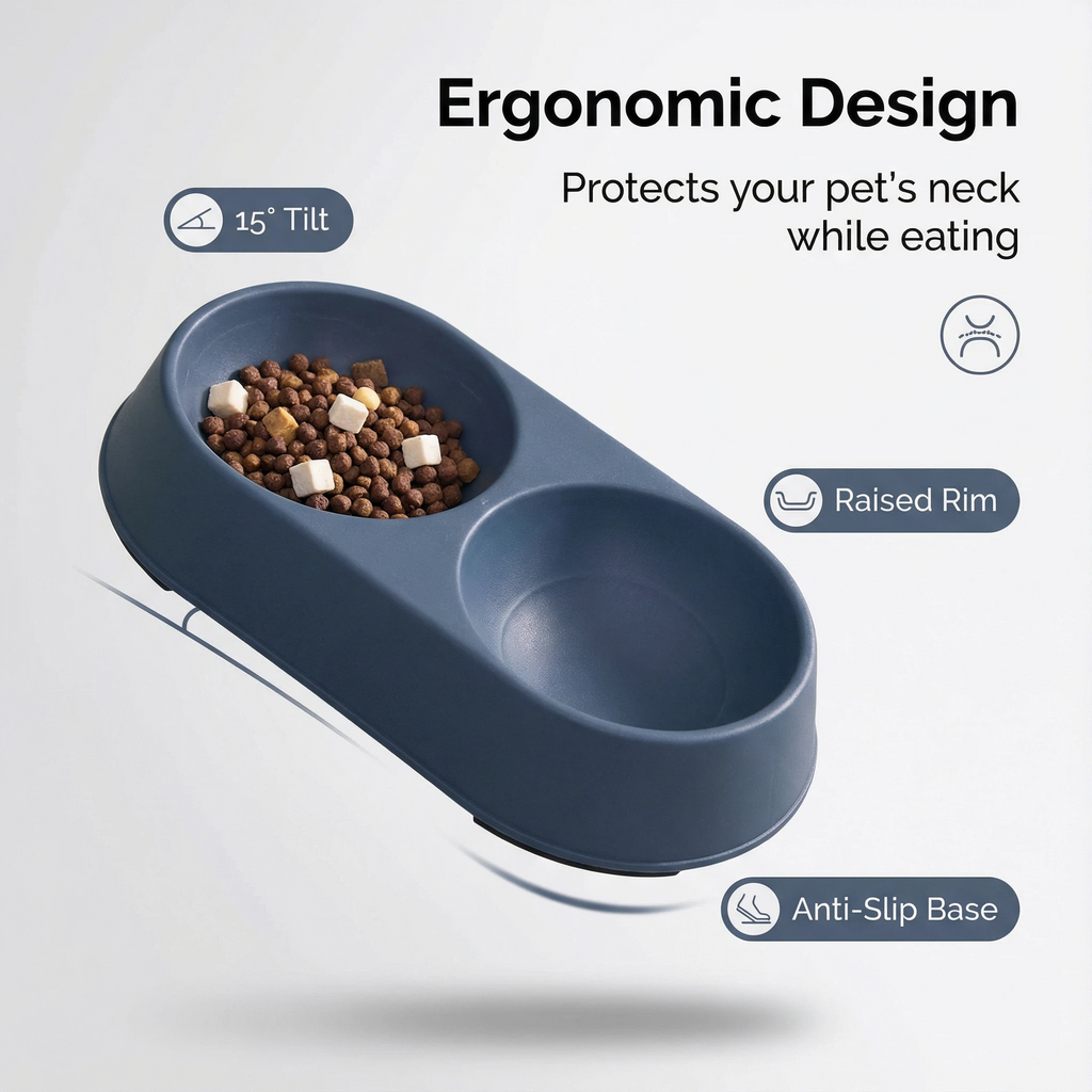 Round Double Pet Food Bowl – 27.5×15 cm