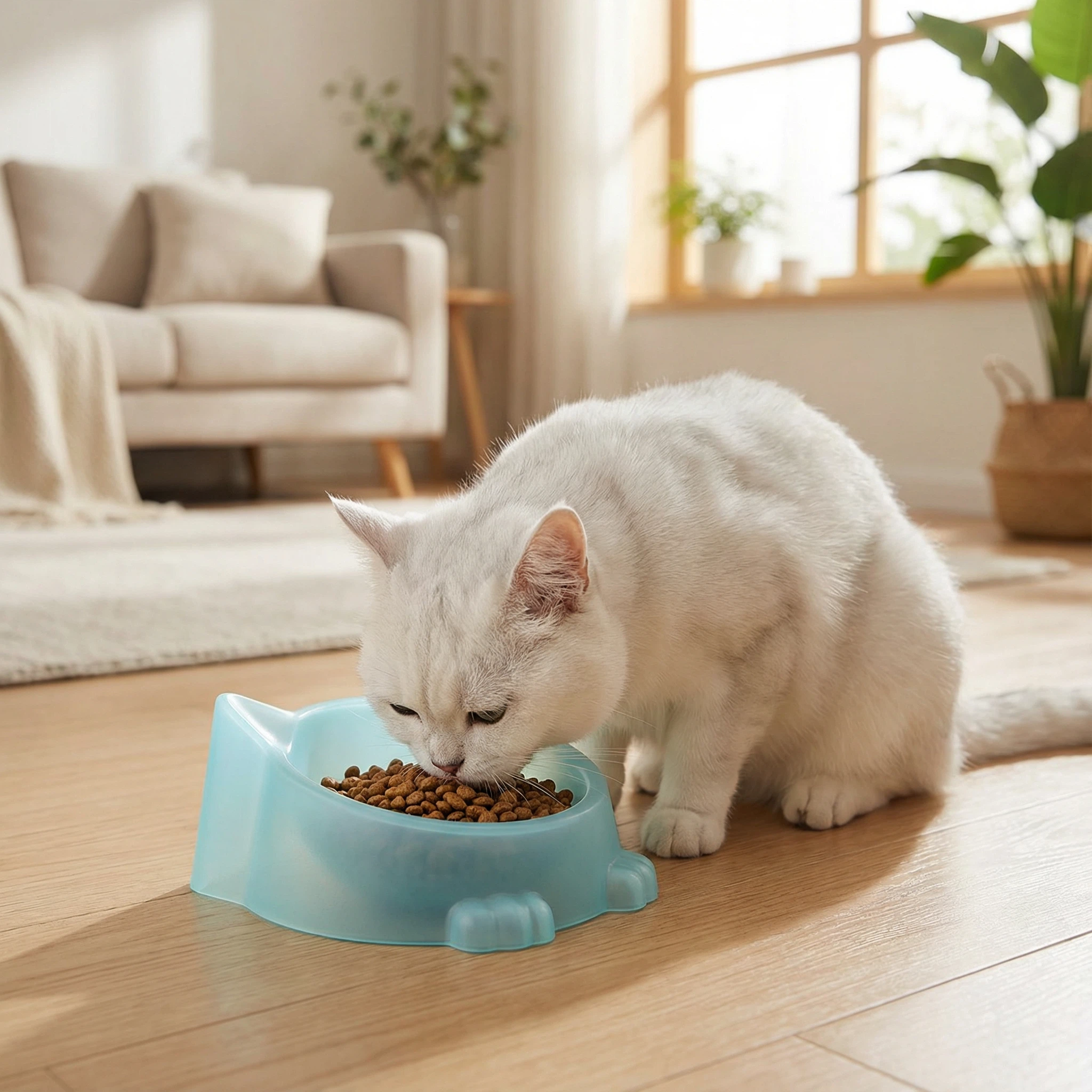 Cat Ear Shaped Pet Bowl – Lightweight Food & Water Bowl for Cats（17.1 × 9 cm）