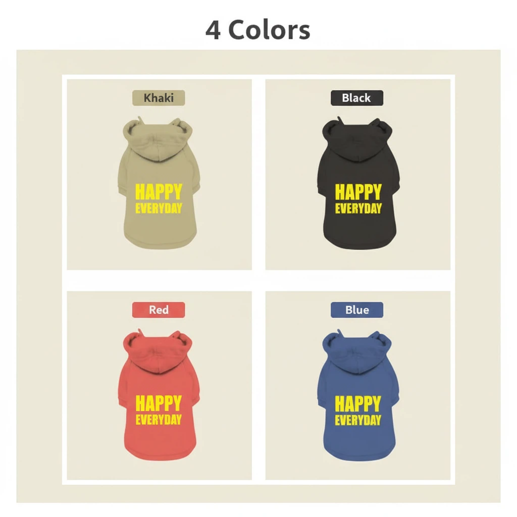 Dog Hoodie with Hood – “Happy Everyday” Printed Pet Sweatshirt (S–XL)