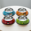 Stainless Steel Pet Food Bowl with Cartoon Print & Non-Slip Base