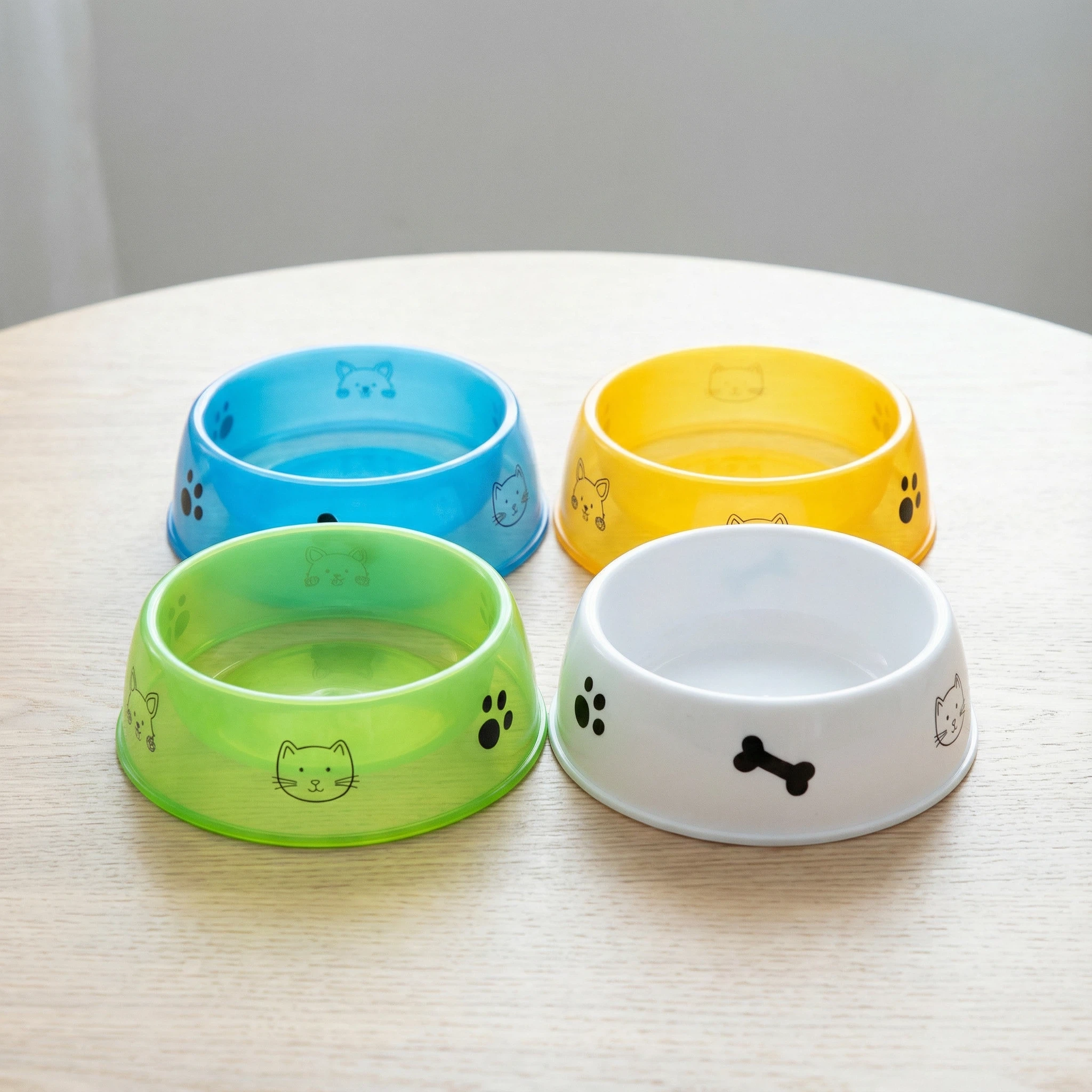 Plastic Pet Food Bowl with Cute Print – Food & Water Bowl for Dogs & Cats